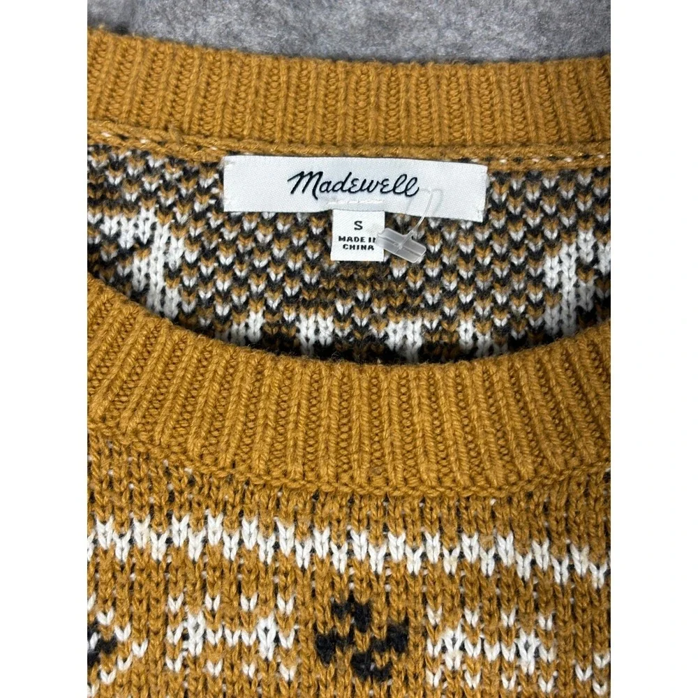 Madewell Bandana Paisley Intarsia Sweater Mustard Yellow Cotton Blend Small
